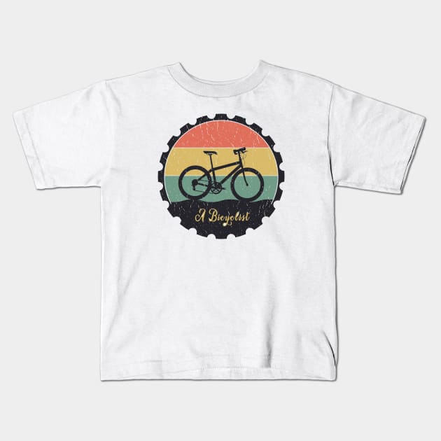 A Bicyclist Vintage Style Design Kids T-Shirt by Artmoo